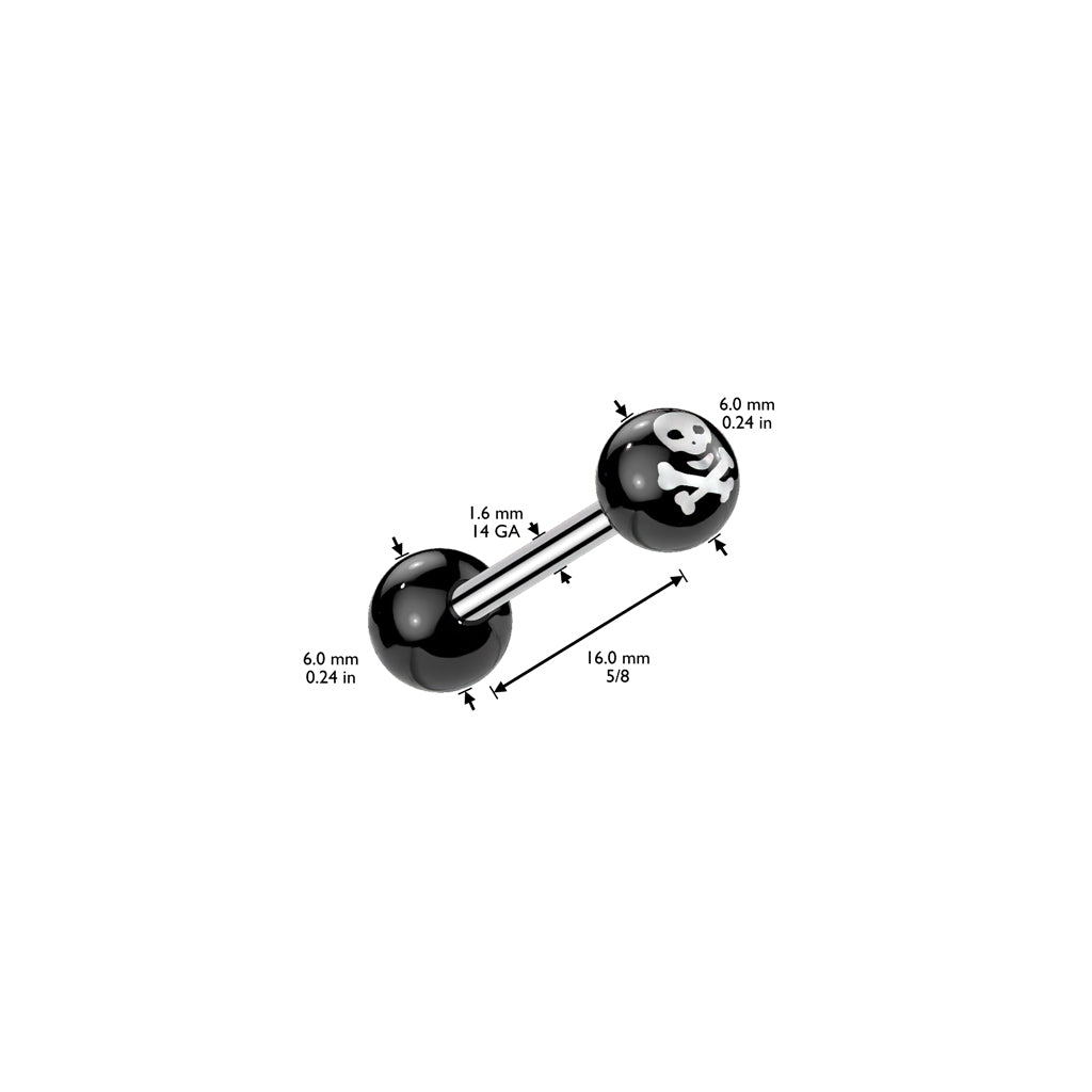 Crossbone Acrylic Balls size chart
