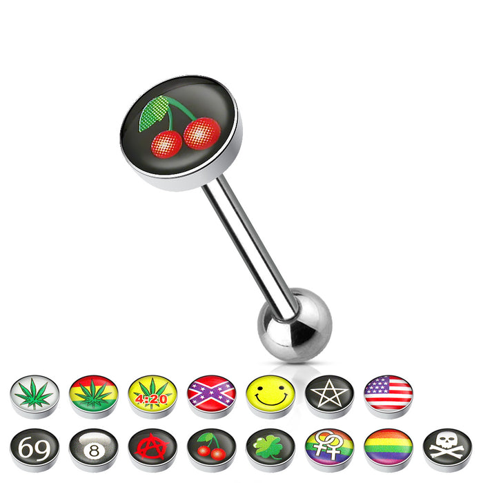 Word Inlaid Tongue Ring