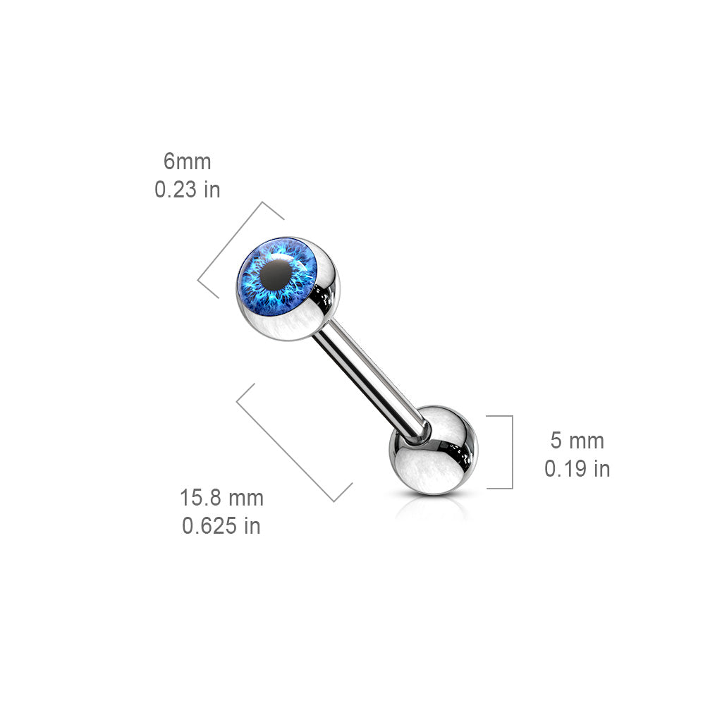 Eyeball Inlaid 316L Surgical Steel Barbell Tongue Rings size chart