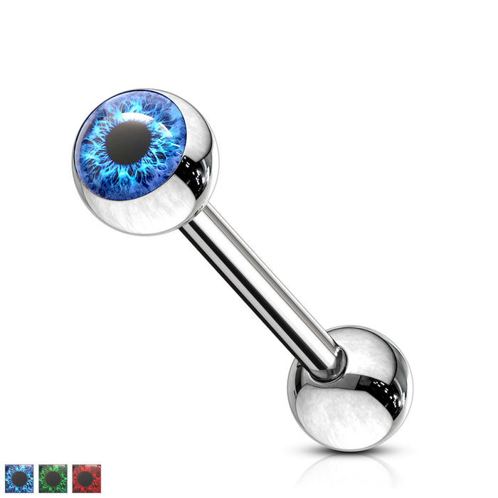 Eyeball Inlaid 316L Surgical Steel Barbell Tongue Rings