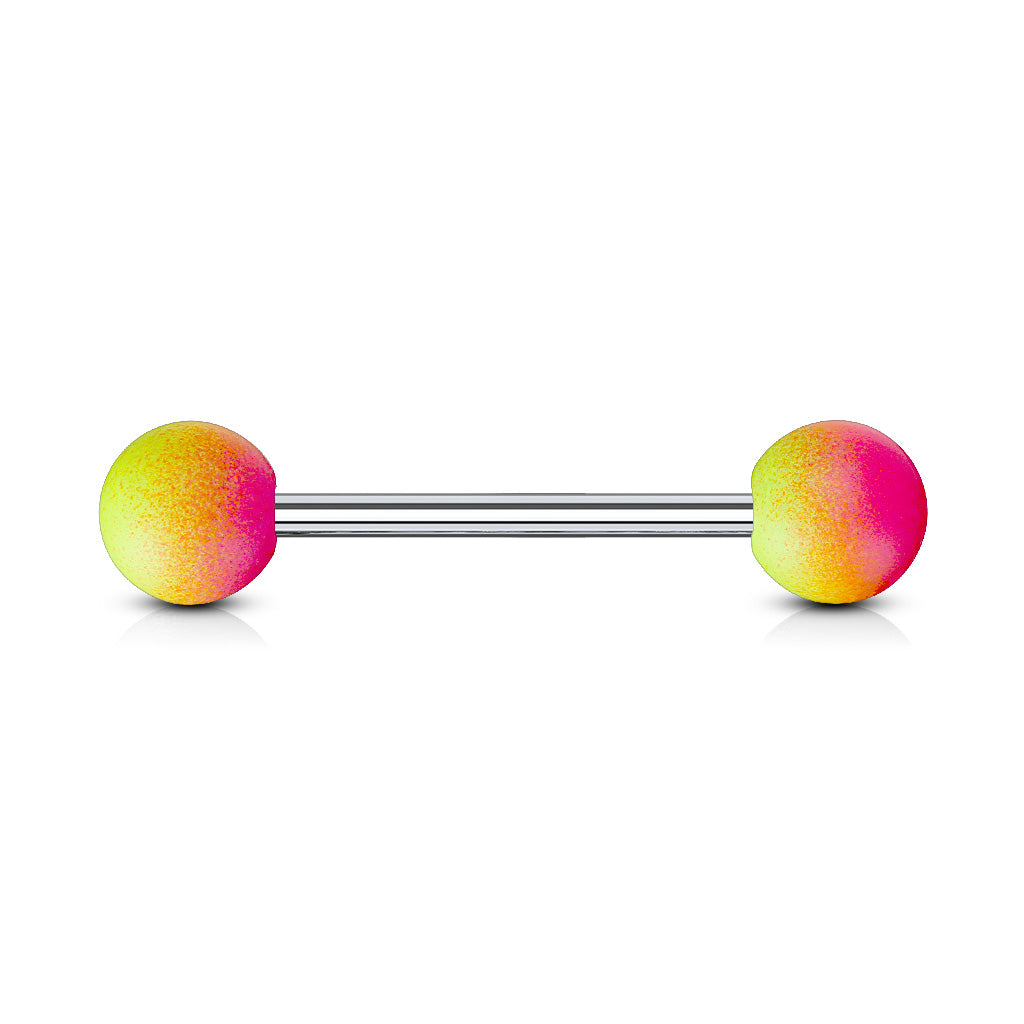 Two Tone Rubber Coating 316L Surgical Steel Barbells - Pink/Yellow