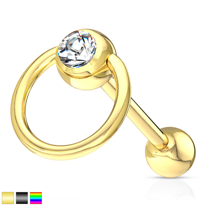 Clear CZ Door Knocker Tongue Barbell