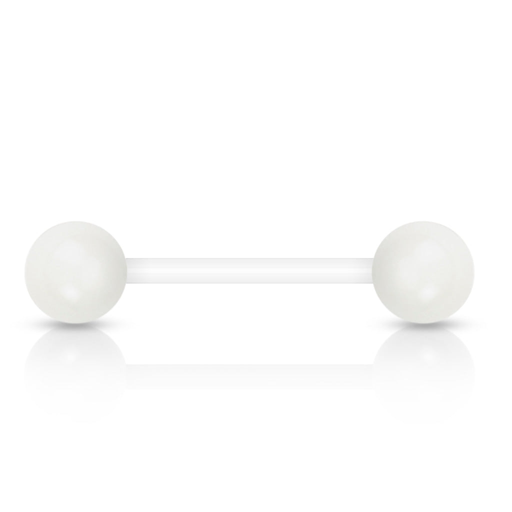 Solid UV Acrylic Bioflex Tongue Barbell - White