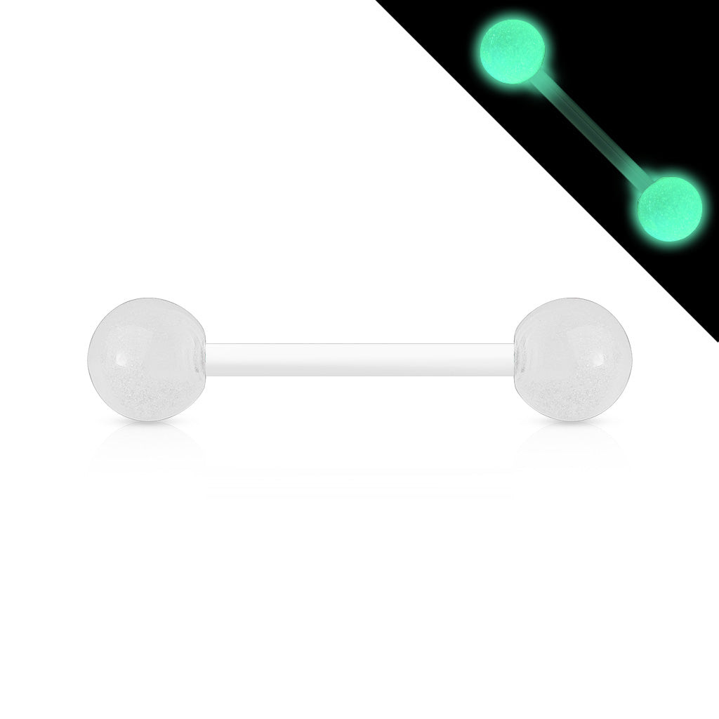 Glow-in-the-Dark Bioflex Tongue Barbell - White