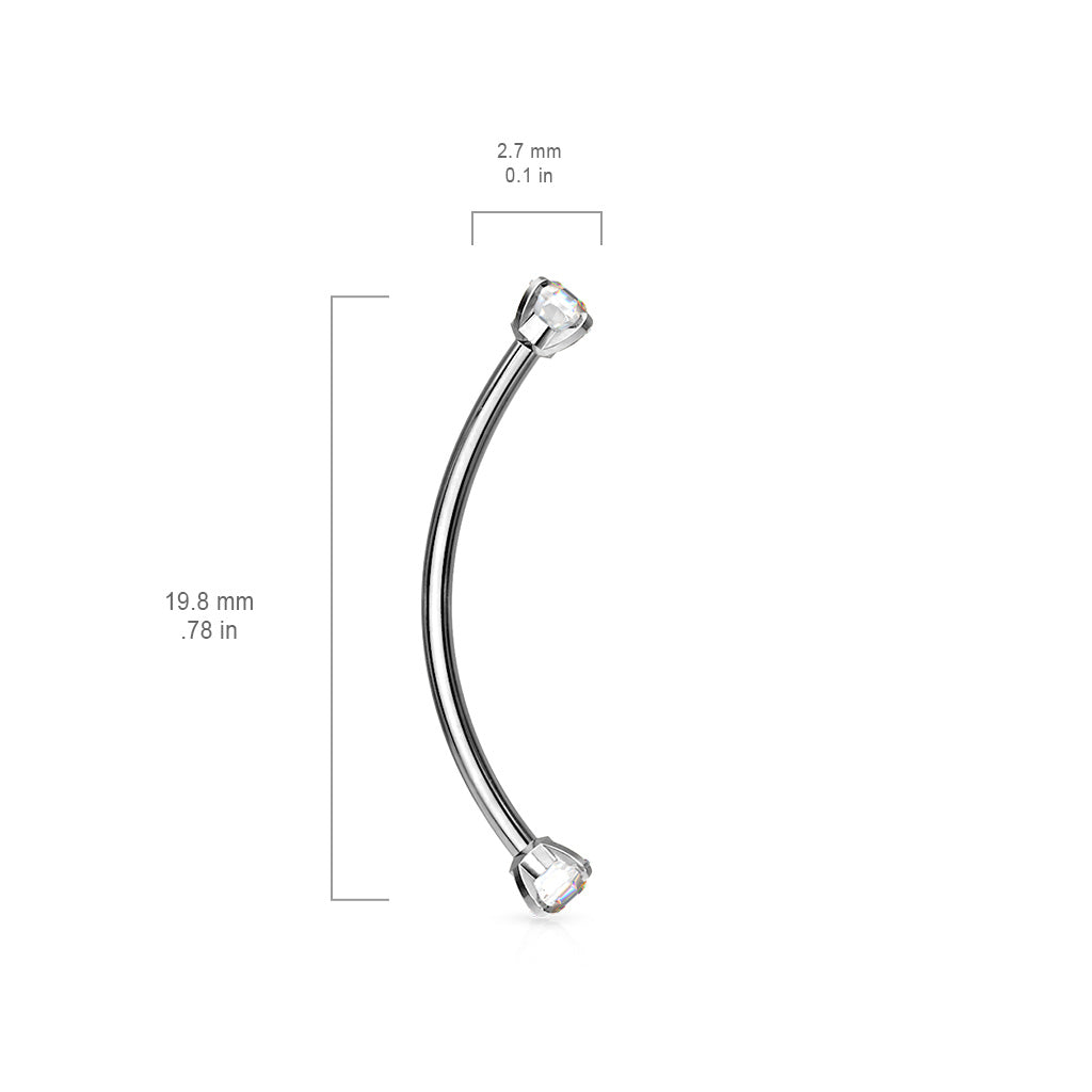 316L Surgical Steel Curved Barbell For Snake Eye Piercing size chart