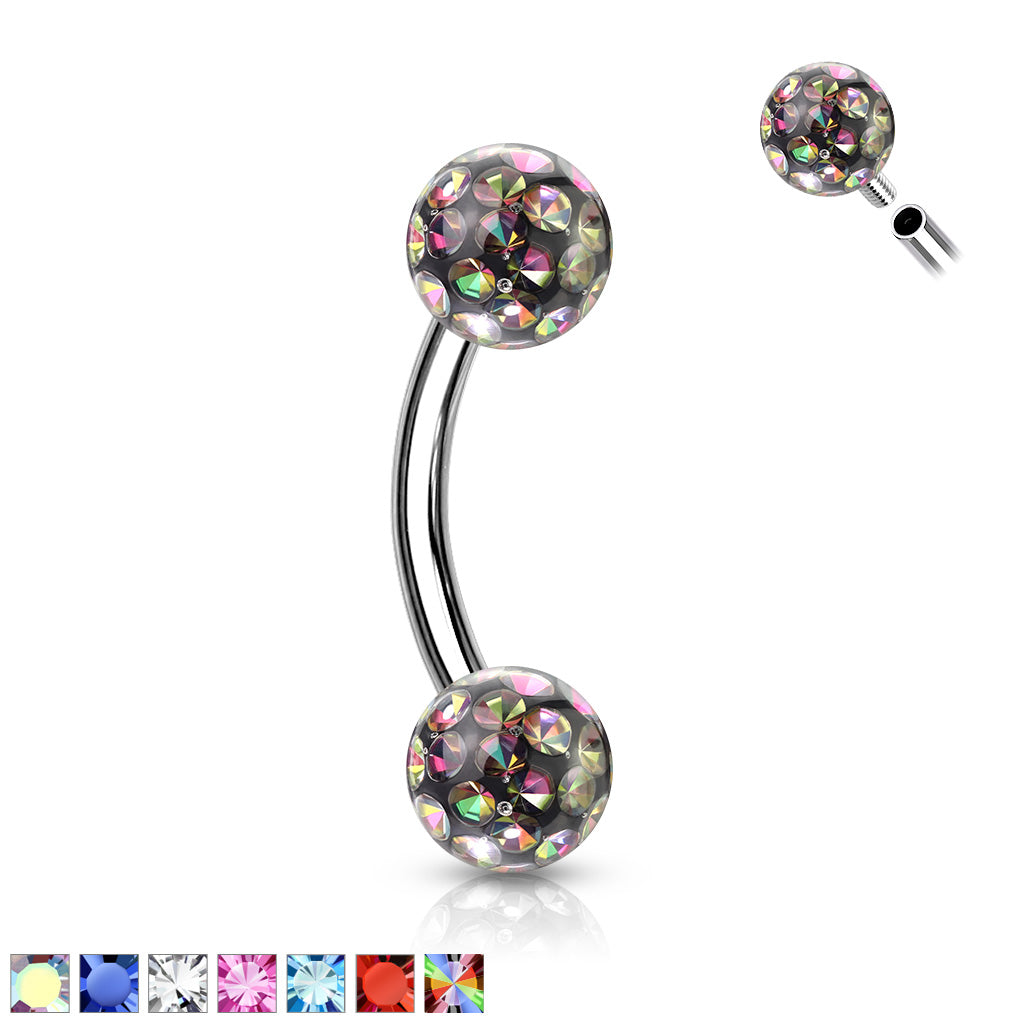 Epoxy CZ Curved Eyebrow Barbell