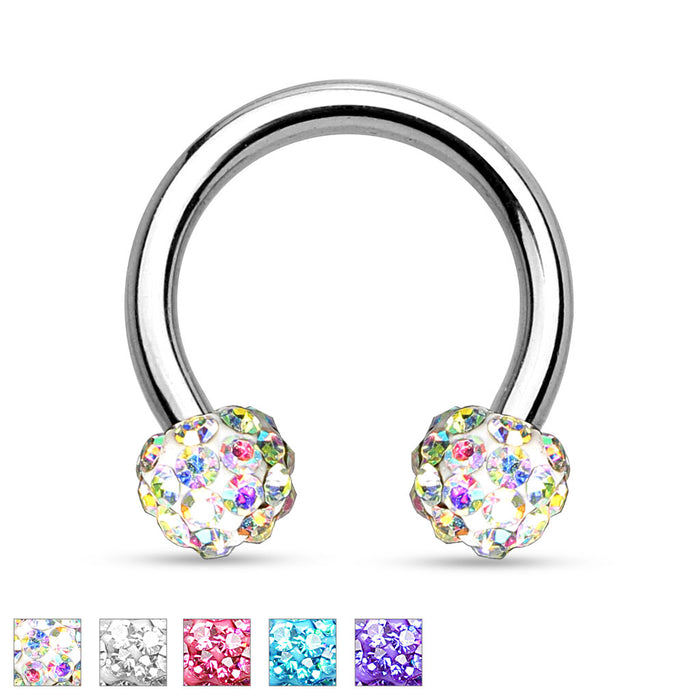 Crystal Paved Ferido Ball 316L Surgical Steel Horseshoe Circular Barbell