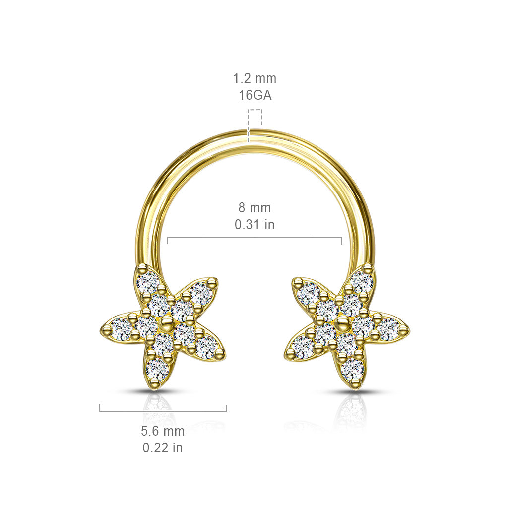 CZ Flower Ends 316L Surgical Steel Circular, Horseshoe size chart