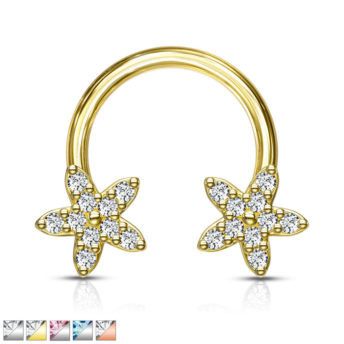 CZ Flower Ends 316L Surgical Steel Circular, Horseshoe