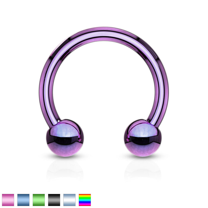 Titanium IP Over 316L Surgical Steel Horseshoe Circular Barbell