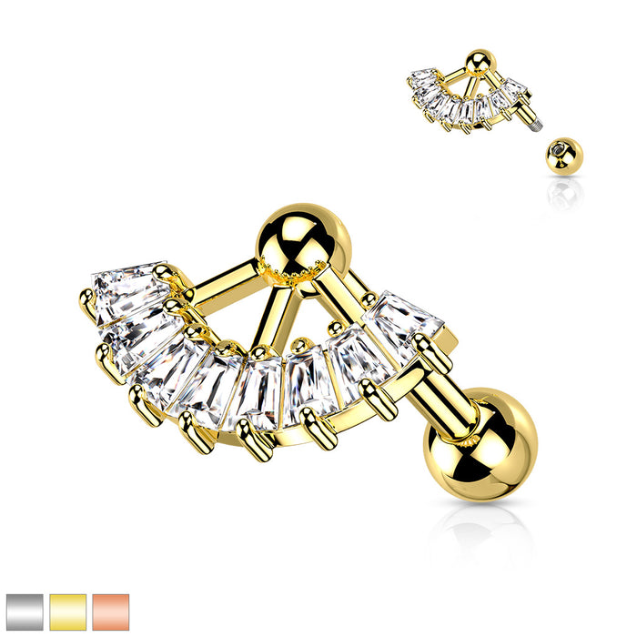 Multi Square CZ Cartilage Barbell