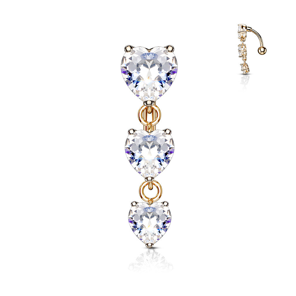 Heart CZ Drop Belly Ring