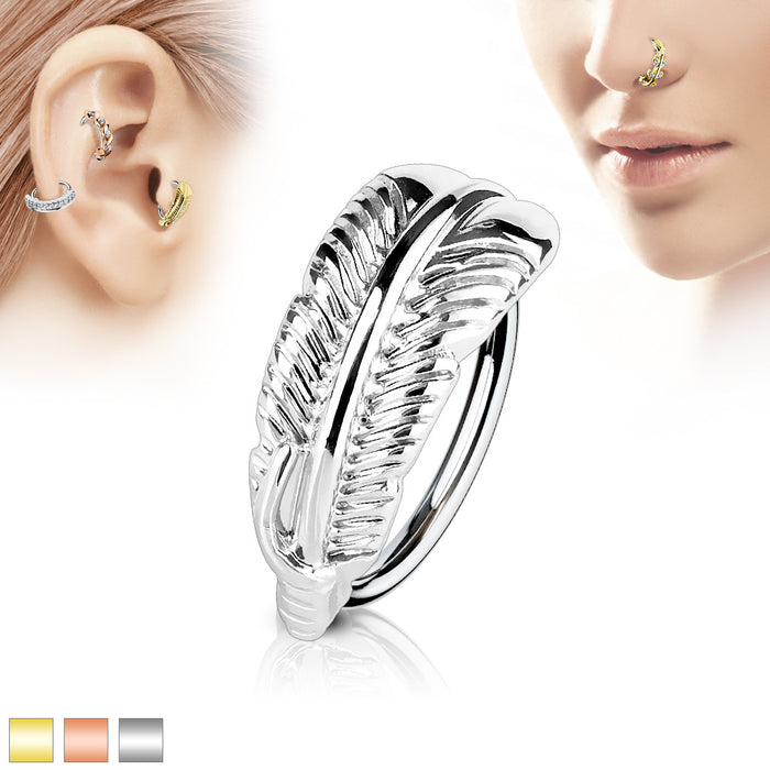 Feather Crawler Top 316L Surgical Steel Nose And Cartilage Hoop Rings