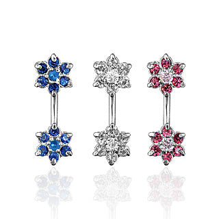 Double CZ Flower Belly Ring