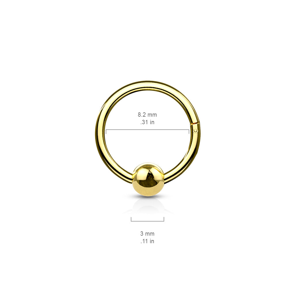 316L Surgical Steel Hinge Hoop Segment Rings With Ball for Ear Cartilage, Nose Septum and More size chart