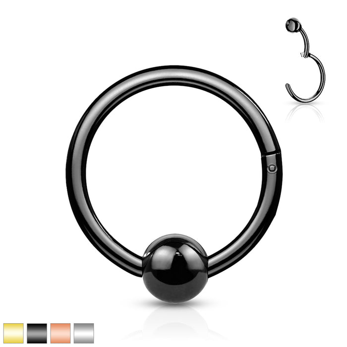 316L Surgical Steel Hinged Segment Hoop Ring With Ball