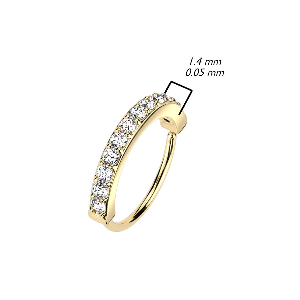 Single Lined Half Circle With Embedded CZ Bendable Hoop size chart