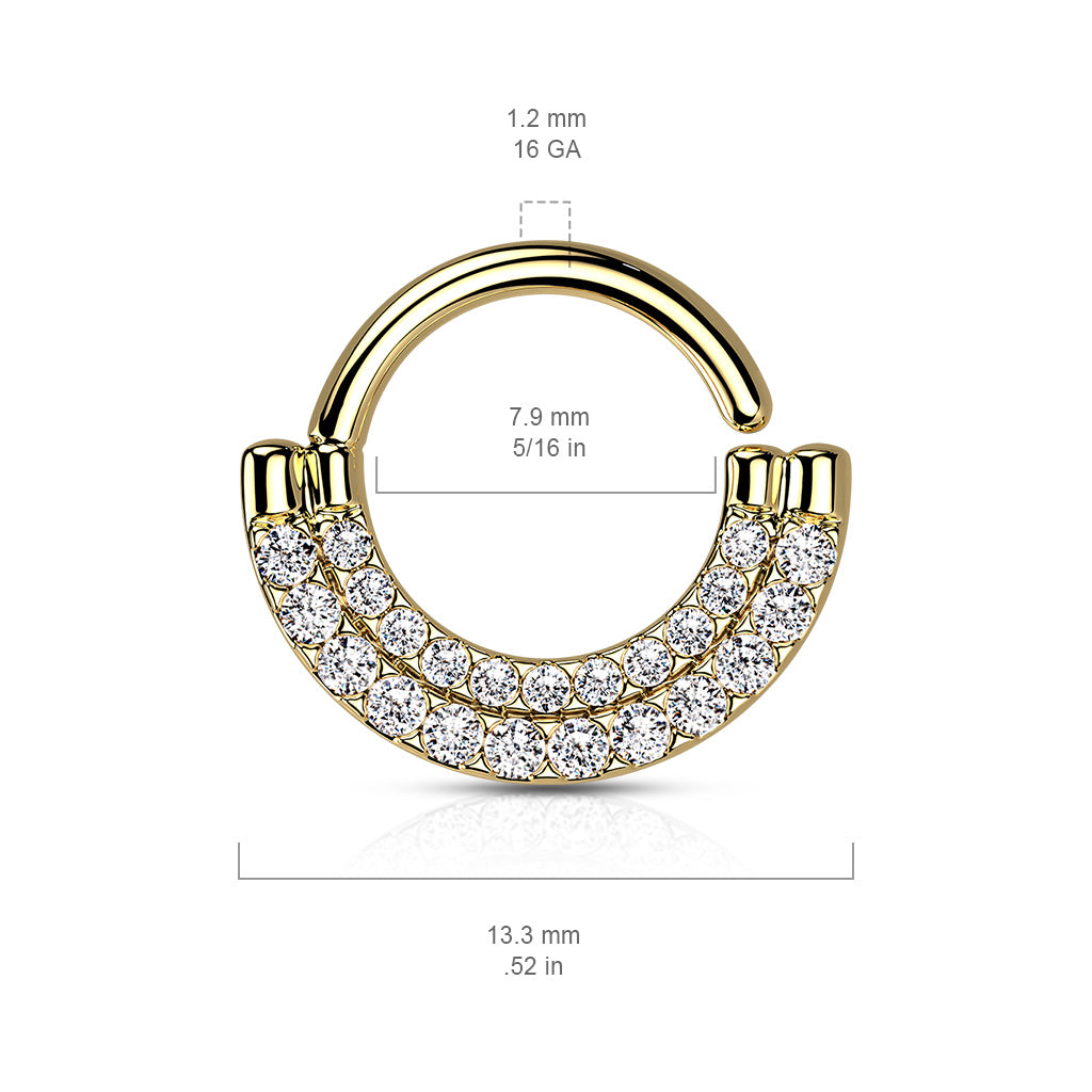 Double Lined CZ Paved Front Bendable Hoops for Daith, Cartilage, Septum and More size chart