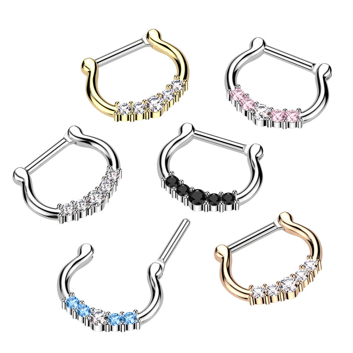 Five-Gems 316L Surgical Steel Septum Clicker Ring