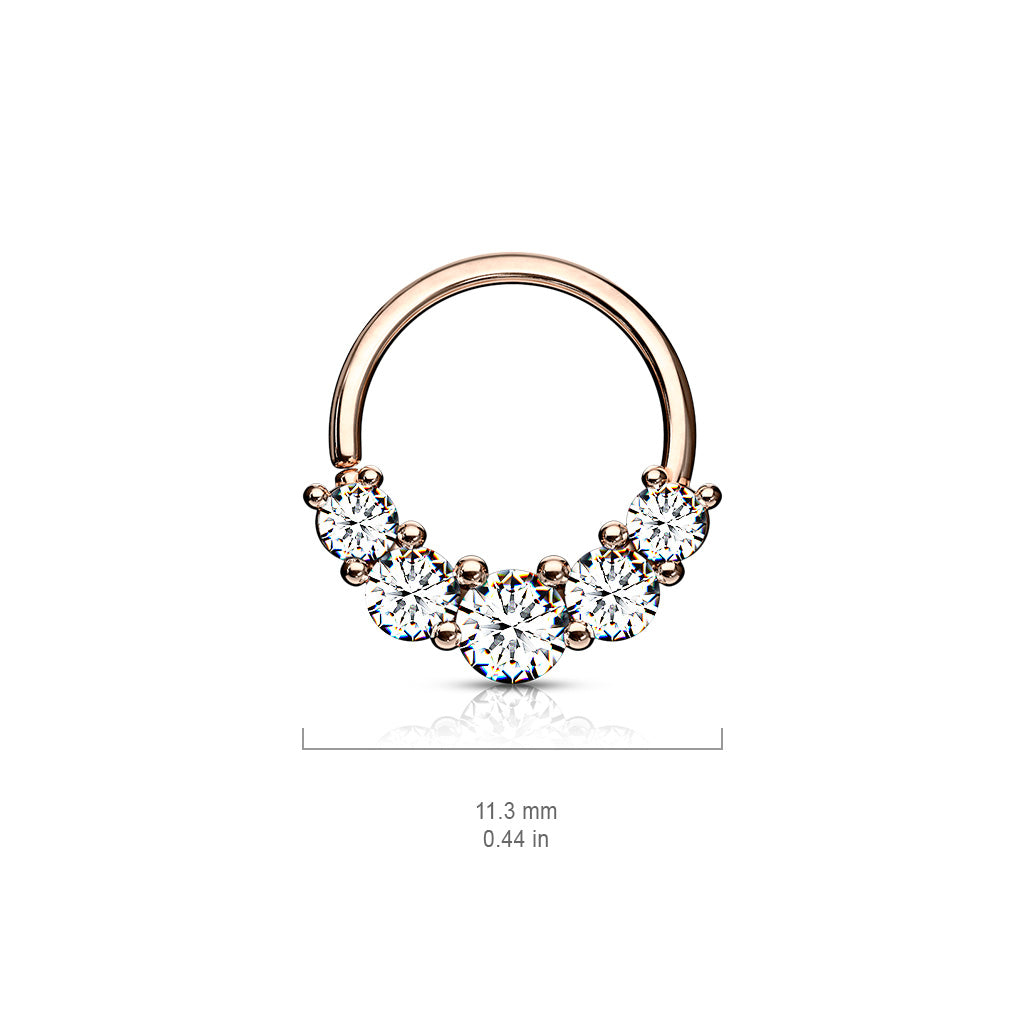 5 Prong Set CZ Bendable Hoop Rings for Septum, Ear Cartilage, Daith, and More size chart