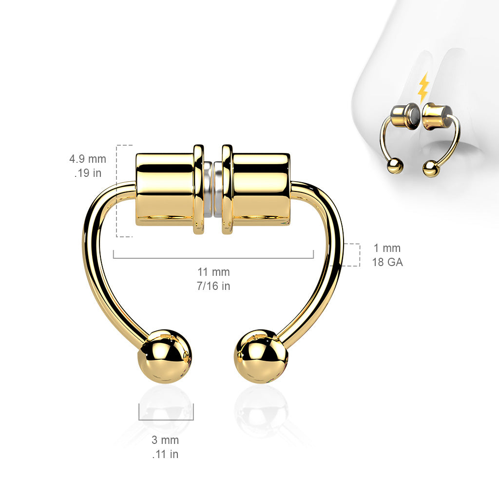 316L Fake Magnetic Septum Horseshoe size chart
