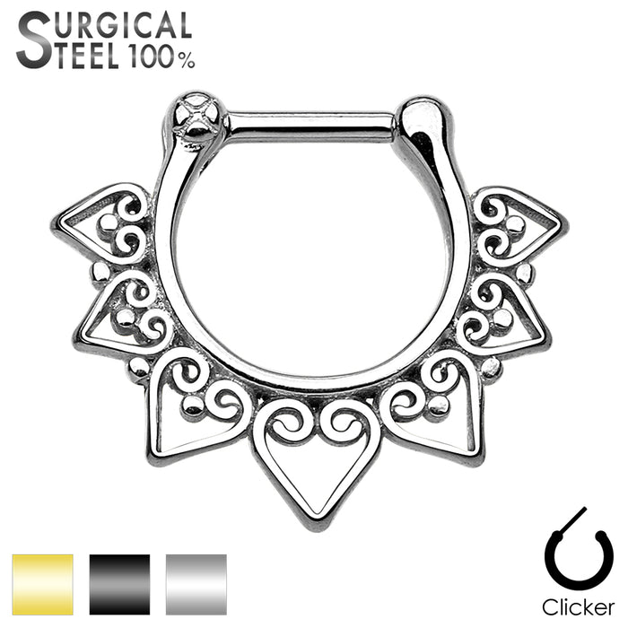 Tribal Fan 316L Surgical Steel Septum Clicker