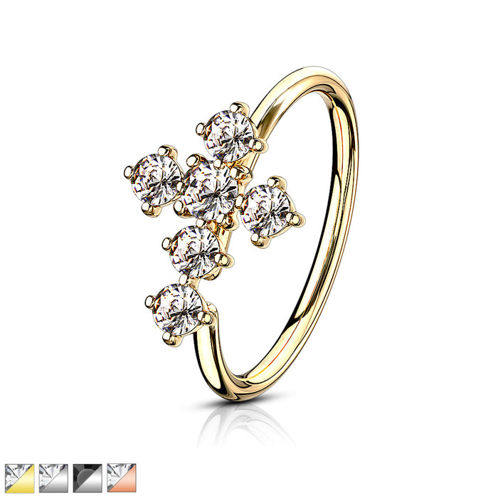 CZ Cross Bendable Hoop