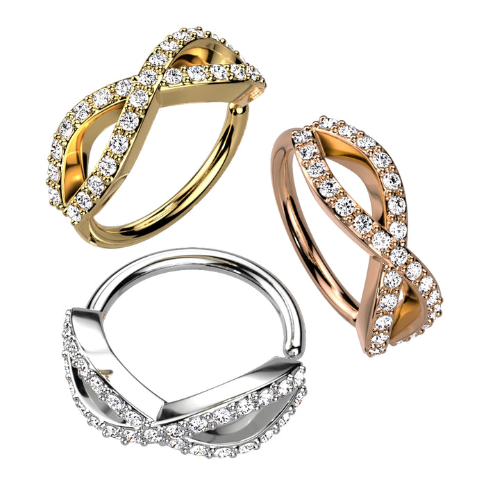 CZ Pave Infinite Bendable Hoop For Septum Daith Ear Cartilage Nose And More