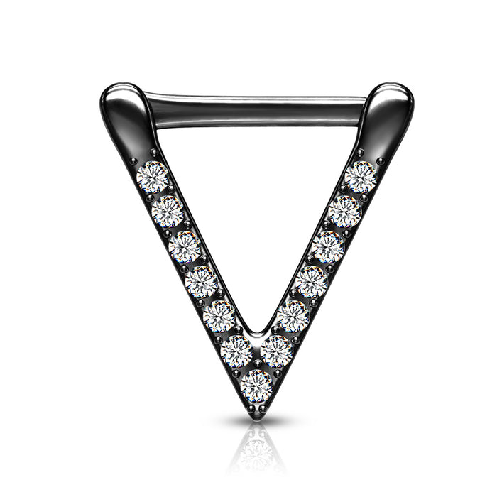 All Surgical Steel CZ Paved Triangle Clicker For Septum Ear Cartilage And More