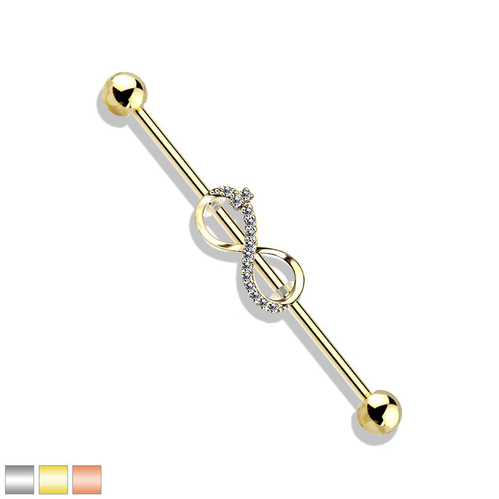 CZ Paved Infinity 316L Surgical Steel Industrial Barbells