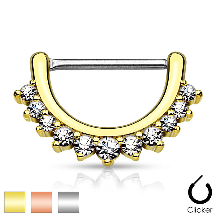 Lined Cz Set 316L Surgical Steel Nipple Clicker
