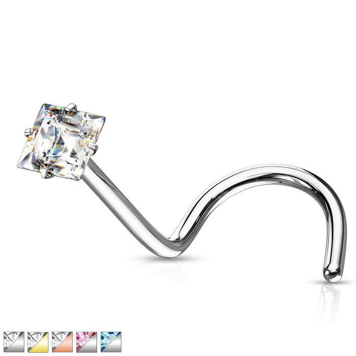Square CZ Nose Screw Stud