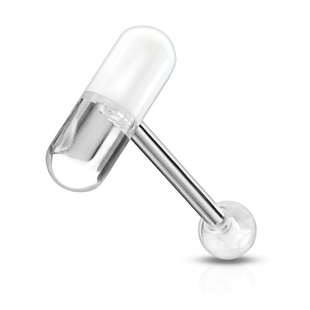 Acrylic 2-Color Pill Barbell - Clear