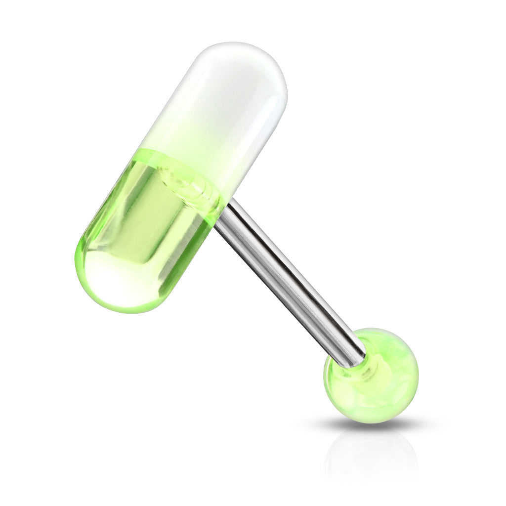 Acrylic 2-Color Pill Barbell - Green