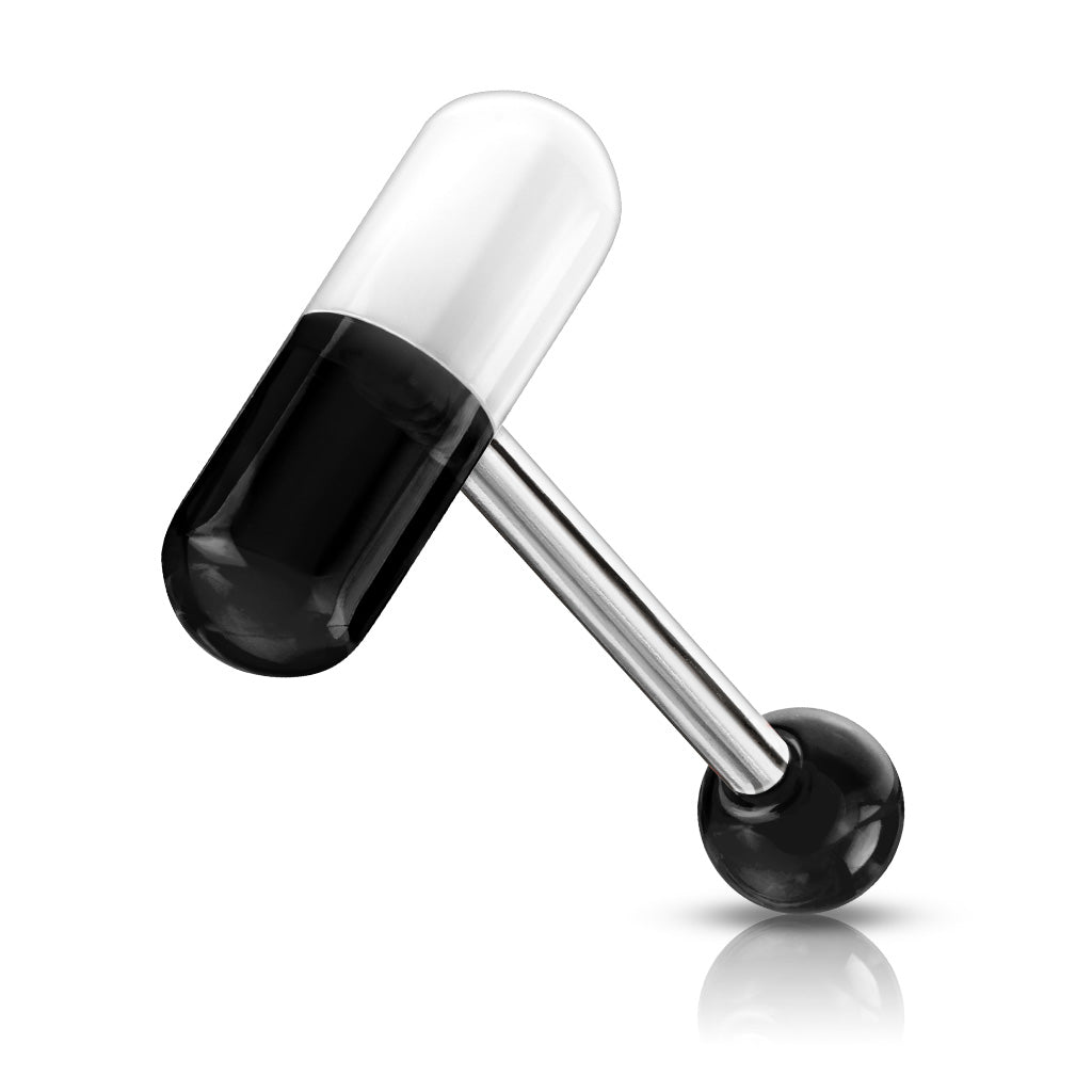 Acrylic 2-Color Pill Barbell - Black