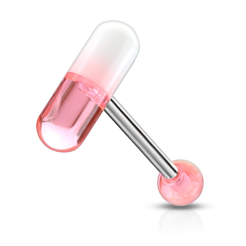 Acrylic 2-Color Pill Barbell - Pink