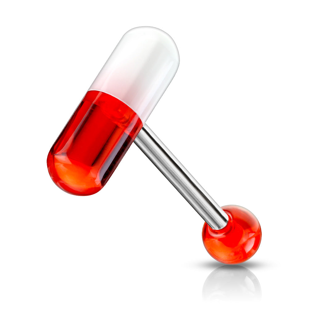 Acrylic 2-Color Pill Barbell - Red