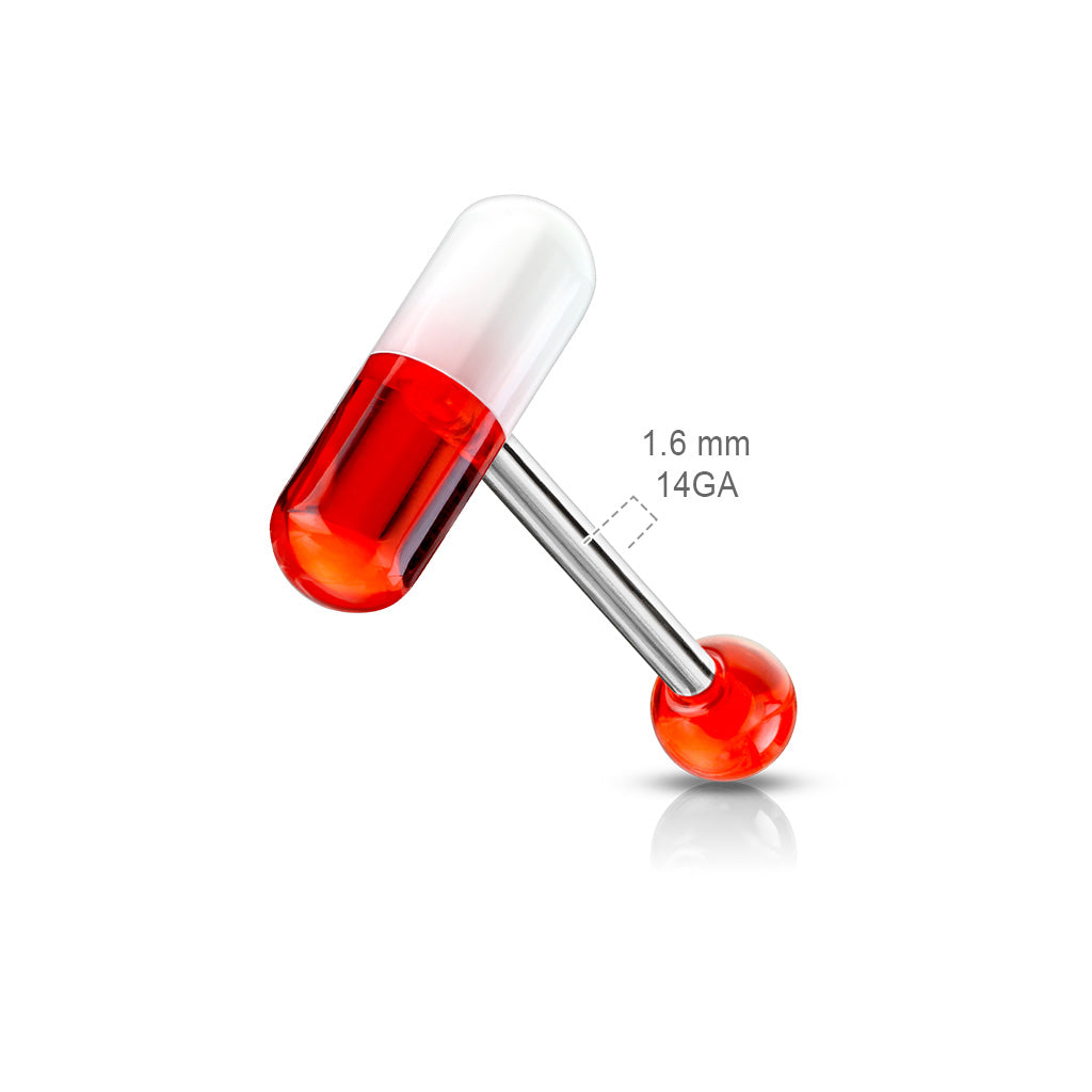 Acrylic 2-Color Pill Barbell size chart