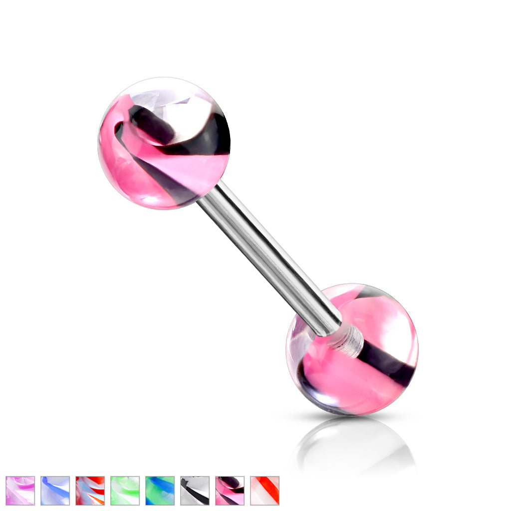 Screw Marble Acrylic Balls 316L Surgical Stainless Steel Barbell - all colors