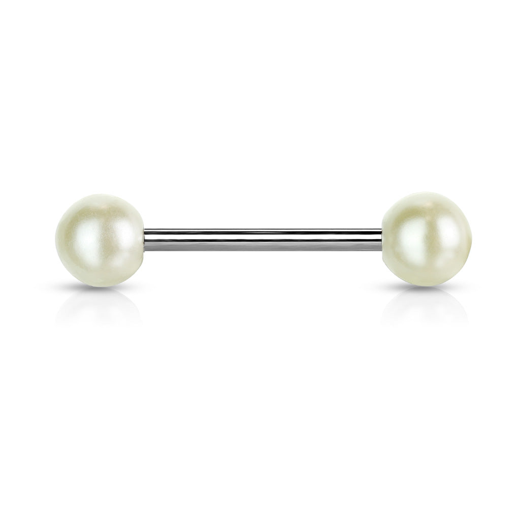 Pearlish Acrylic Tongue Barbell - Pearl