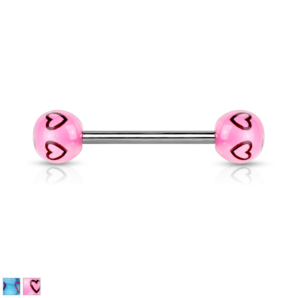 Multi Heart Acrylic Tongue Barbell