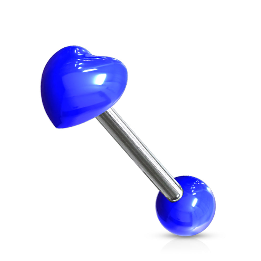 Heart Acrylic Top 316L Surgical Steel 14g Barbell - Blue