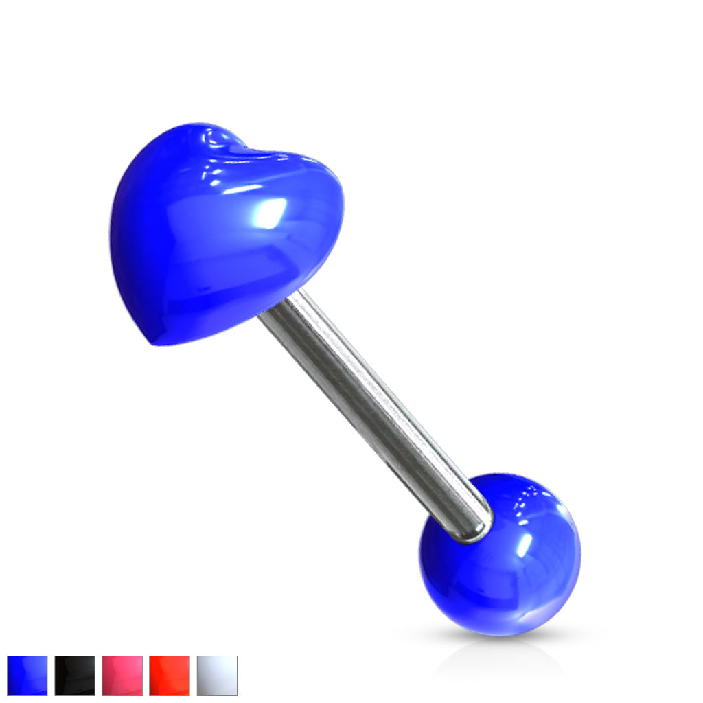 Heart Acrylic Top 316L Surgical Steel 14g Barbell - all colors