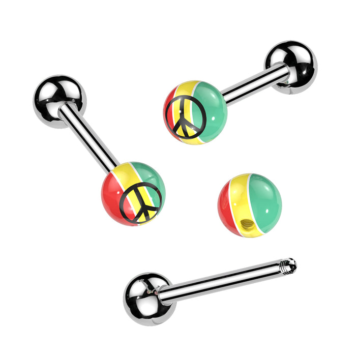 Rasta Peace Sign Tongue Barbell