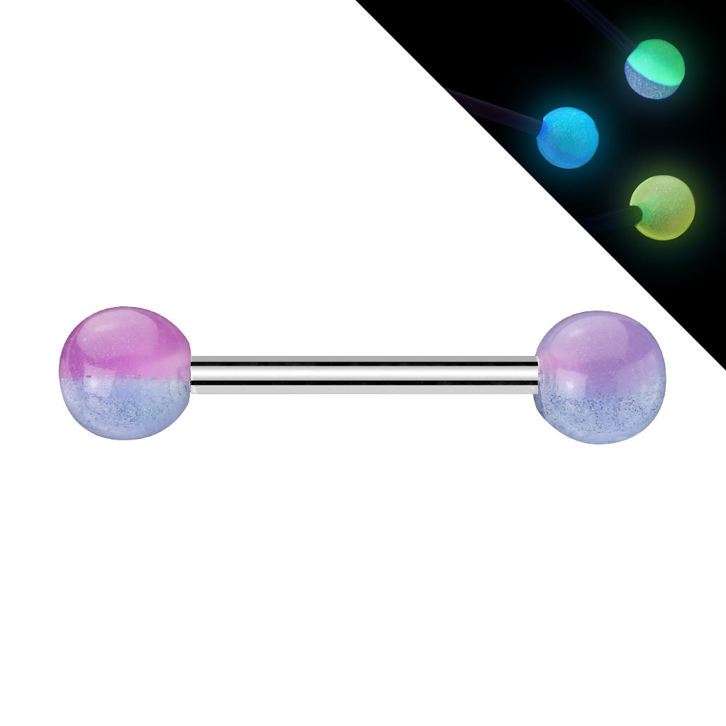 2-Color Glow In The Dark Ball Barbell - Purple/Blue