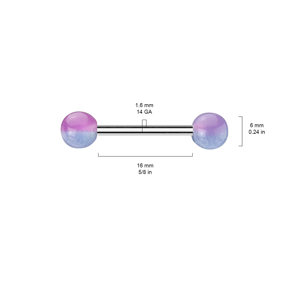 2-Color Glow In The Dark Ball Barbell size chart