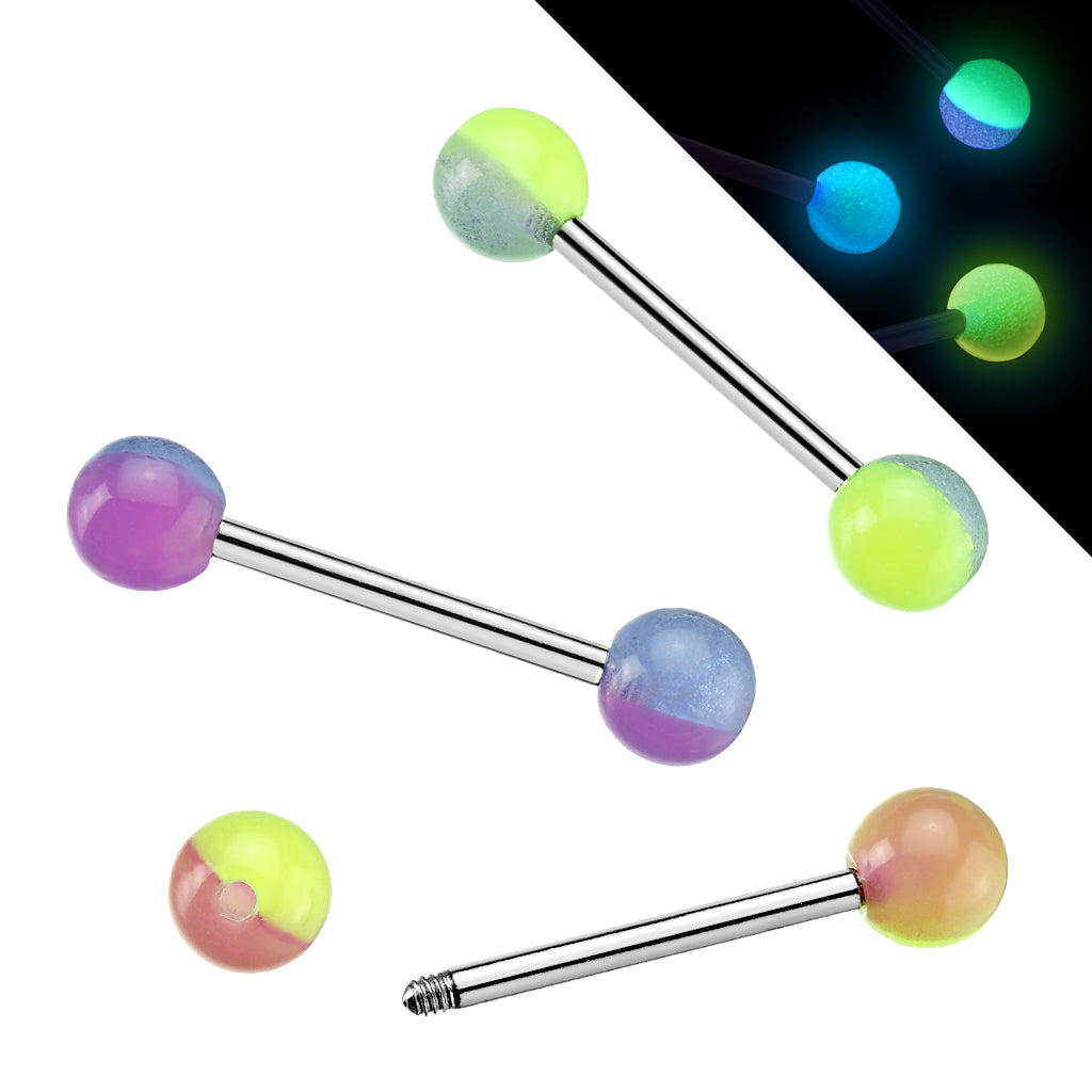 2-Color Glow In The Dark Ball Barbell - all colors