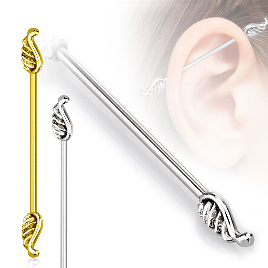 Gold Angel Wings Industrial Barbell - all colors
