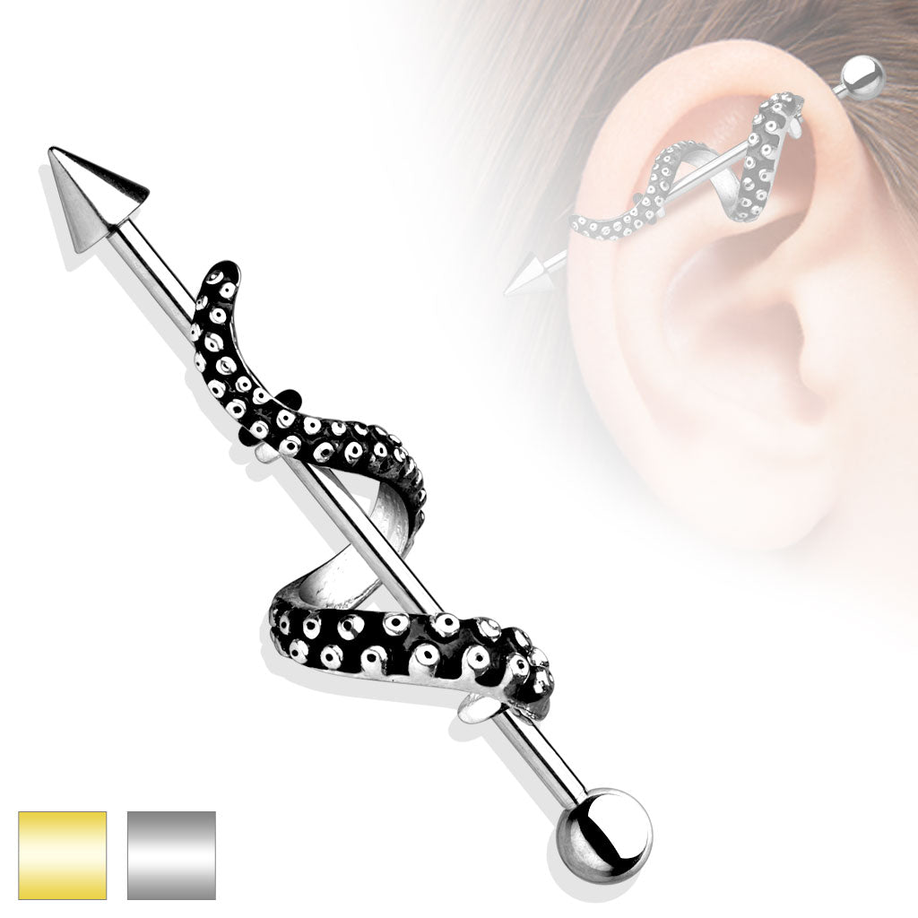 Tentacle Wrapped Industrial Barbell - all colors