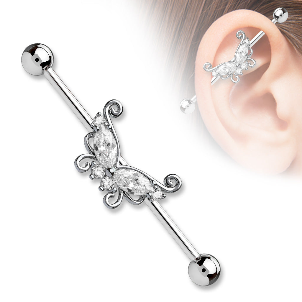 Butterfly CZ Industrial Barbell